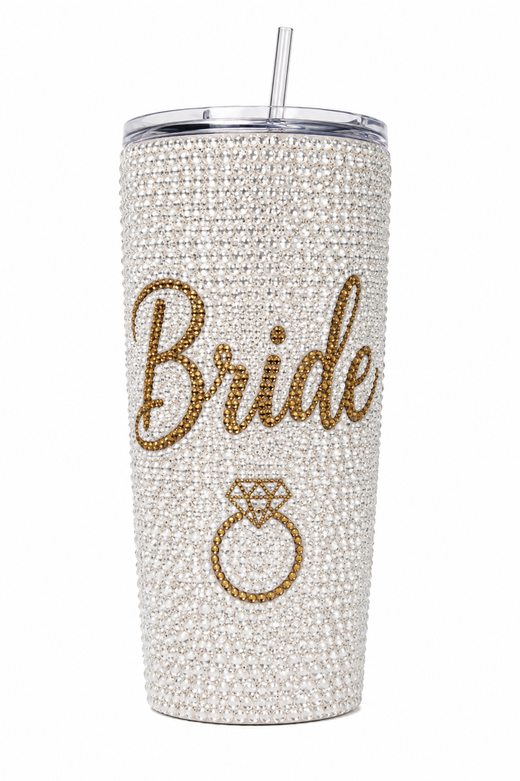 Bride rhinestone tumbler with gold lettering
